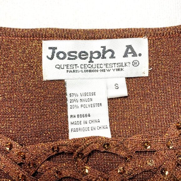 VINTAGE JOSEPH A. Deadstock Y2K Copper Metallic Lattice Front Holiday Sweater - Picture 4 of 5